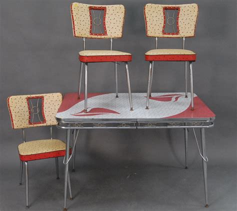 Lot 355 Vintage Chrome Kitchen Table And Three Chairs Nadeaus