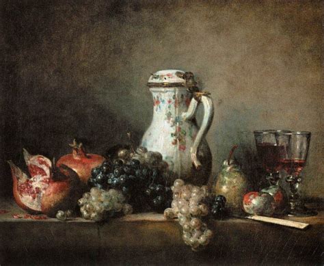 Jean Baptiste Simeon Chardin Grapes And Pomergranates 1763 Still