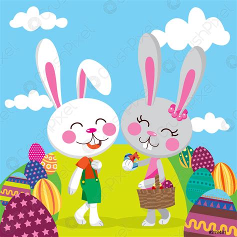 Easter Bunny Couple Stock Vector 219431 Crushpixel