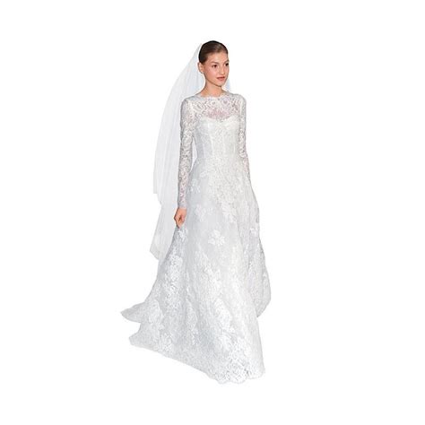 Monique Lhuillier Long Sleeve Chantilly Lace A Line Wedding Dress