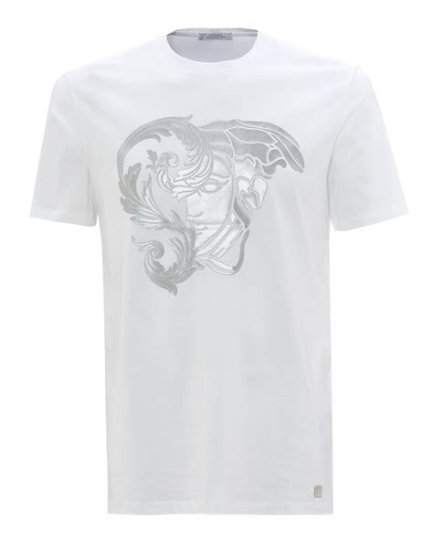 Versace Collection Mens Foil Medusa Logo T Shirt White Tee