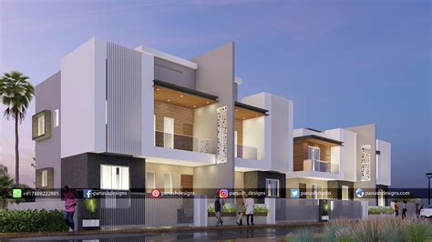 Panash Designs Twin Row House Modern House Design 3d Elevation