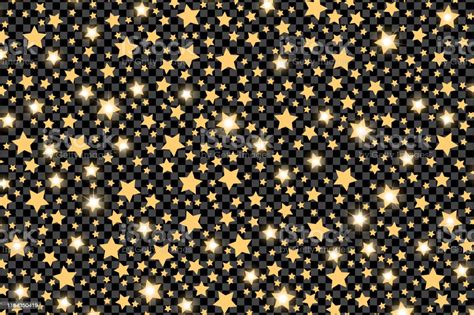 Abstract Golden Starfall Effect Pattern Isolated On Transparent