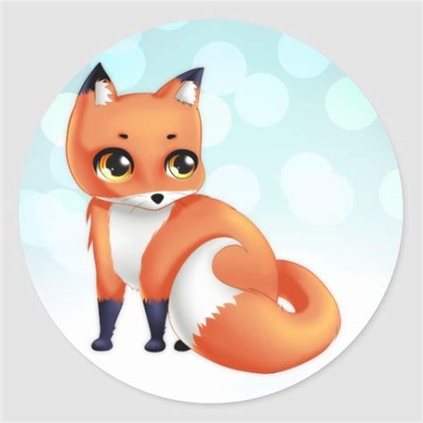 Cute Kawaii Cartoon Fox Round Sticker Zazzle
