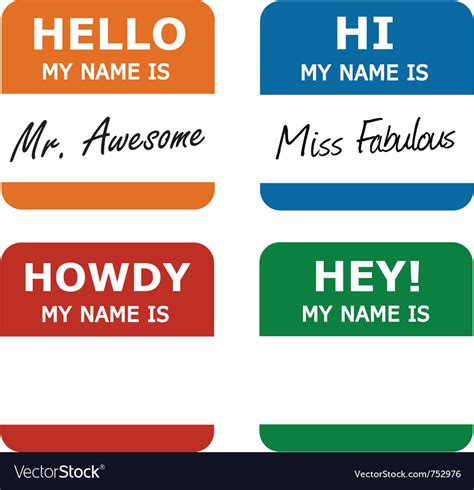 Hello My Name Is Tag Royalty Free Vector Image