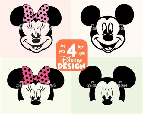 Mickey Minnie Mouse Layered Head Face Svg Png Vector Cut File Cricut