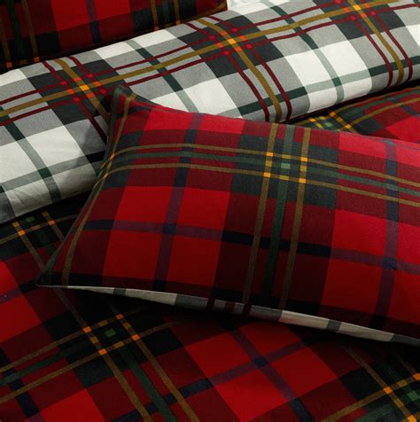 Tartan Check Flannel 100 Cotton Quilt Duvet Cover Reversible Bedding