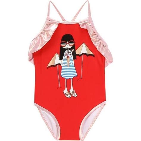 Ruffle Trim Swimsuit Red Little Marc Jacobs Swim Maisonette