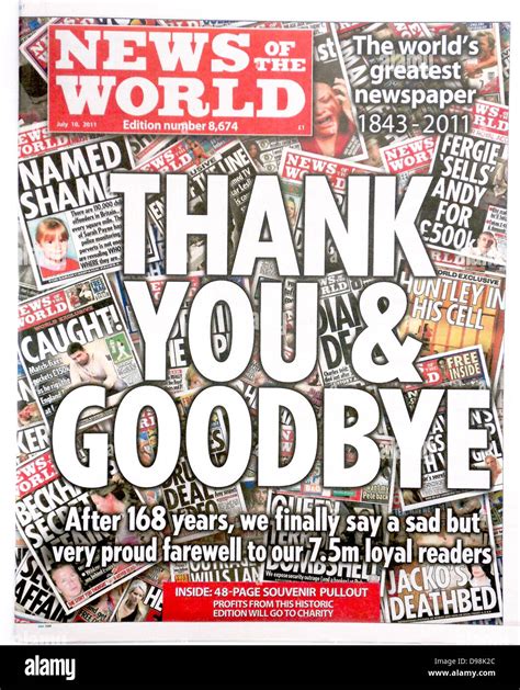 The News Of The World Newspaper 10th July 2011 Final Issue Stock