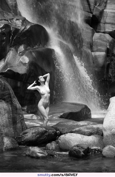 Rocks Brunette Waterfall Water Nature Outdoor Outdoornudity Photography Art Artistic Artnude