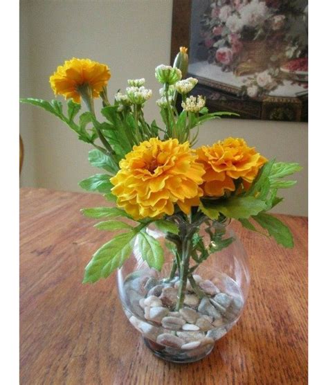 Marigold Flower Arrangement In Acrylic Water Real Look Aftcra