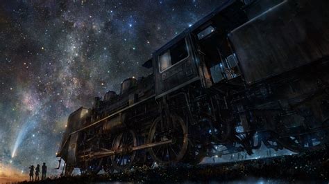 1920x1080 Wallpaper Iy Tujiki Art Night Train Anime Starry Sky