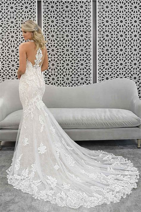 Stella York 7261 Lace Halter Wedding Dress With Back Detail Taffeta