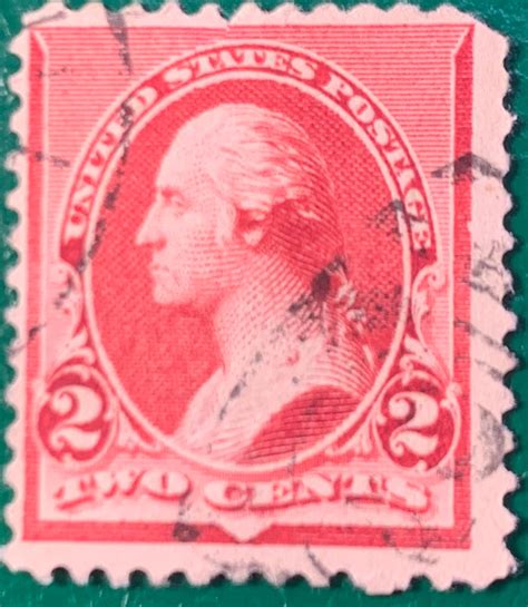 George Washington 2 Two Cents Rare Old Stamp 1894 One Of Kind Etsy