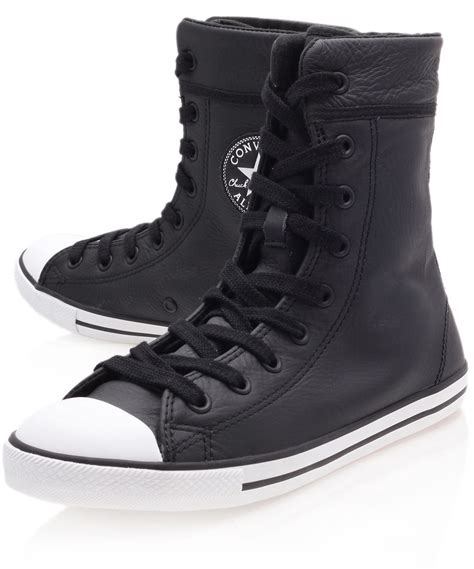 Converse Black Chuck Taylor Dainty Leather Hi Top Trainers In Black Lyst