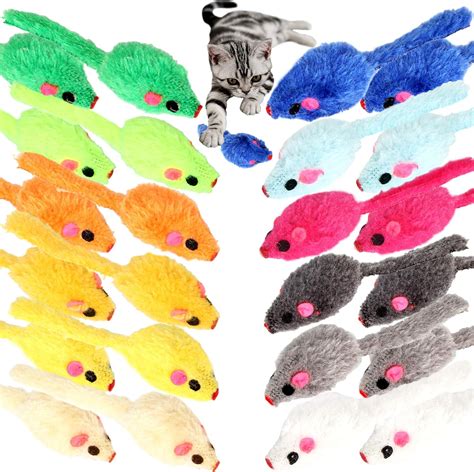 Youngever 24 Pcs Cat Toys Mice Rattle Play Mice With Rattling Sounds