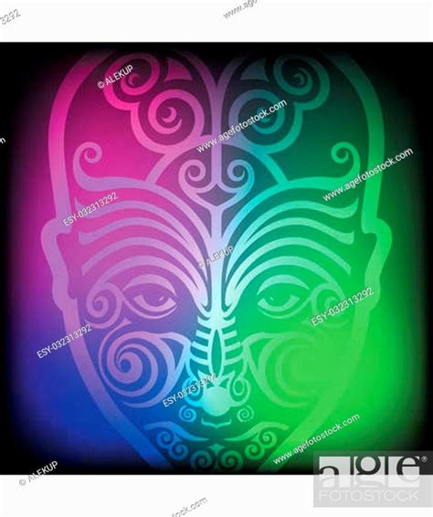 maori face tattoo on colorful background stock vector vector and low budget royalty free image
