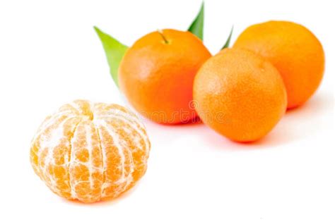 Ripe Mandarin Citrus Isolated Tangerine Mandarin Orange On White Stock
