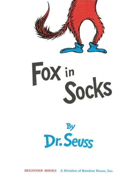 Fox In Socks Author Dr Seuss Random House Childrens Books