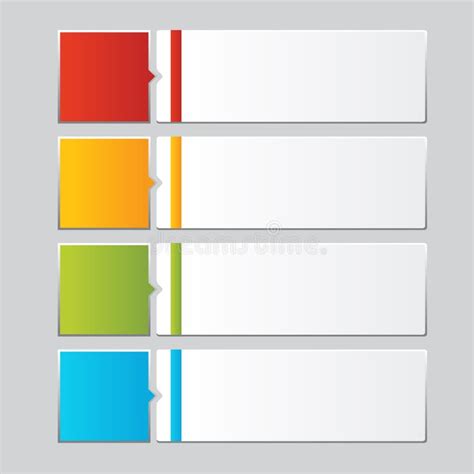 Blank Infographics Colorful Rainbow Paper Stripe Banners On Whit Stock