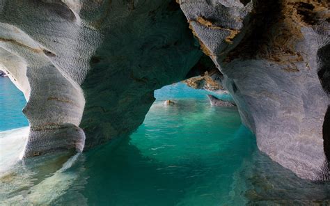 Landscape Nature Chile Lake Rock Erosion Turquoise Water Cave Rock
