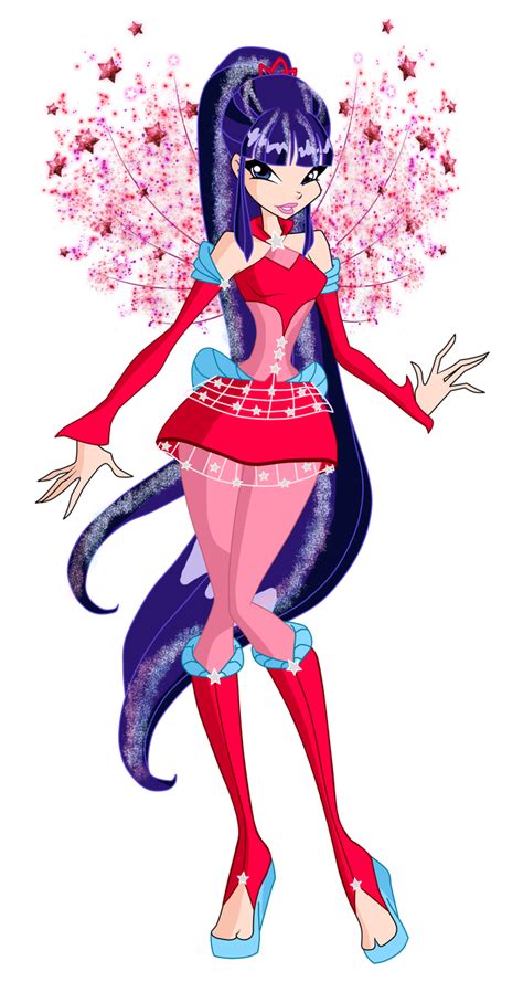 An Anime Character With Purple Hair And Blue Eyes Holding Flowers In Her Hand While Standing On