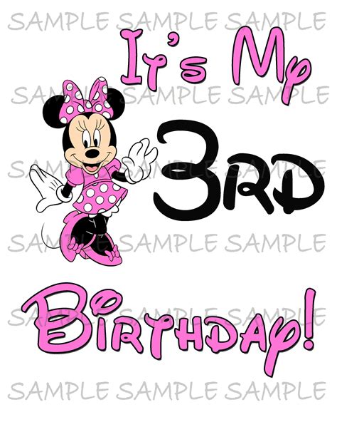 My Third Birthday Pink Minnie Mouse Image Use As Clip Art Or Etsy