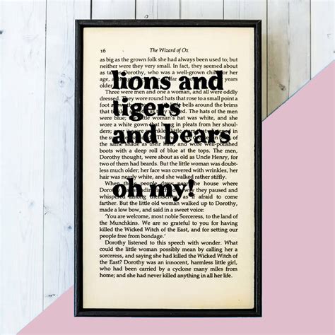 8, 2016 2:24 pm et. wizard of oz 'lions and tigers and bears' quote print by bookishly | notonthehighstreet.com