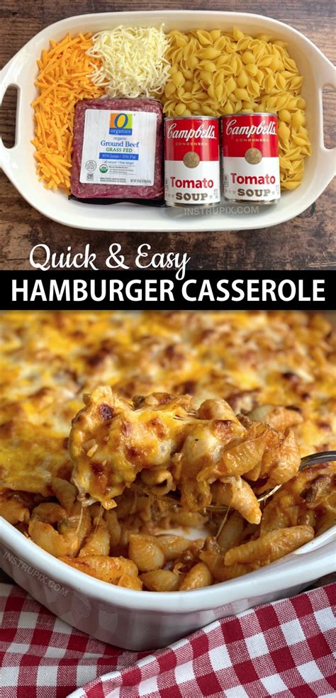 From mexican ground beef recipes like our lighter take on taco salad to homestyle classics like meatloaf and sloppy joes, these healthy recipes for ground beef will satisfy your dinnertime craving for a hearty. Easy Hamburger Casserole Recipe (4 Ingredients) - Instrupix