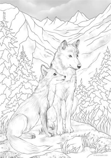 Wolf 3 Animals Coloring Pages For Adults Justcolor Big Wolf Head