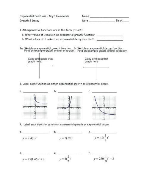 Exponential Growth And Decay Worksheet With Answers