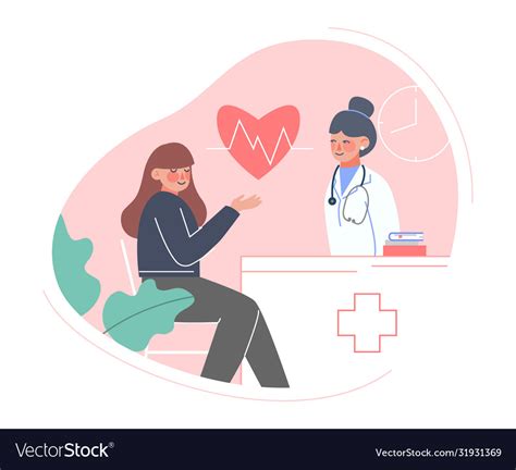 Doctor Taking Care Patient Medical Exam Check Vector Image