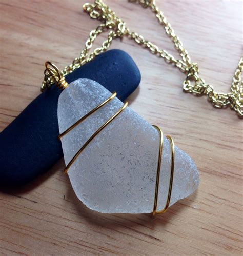 Sea Glass Jewelry Wire Wrapped Beach Glass Necklace In The
