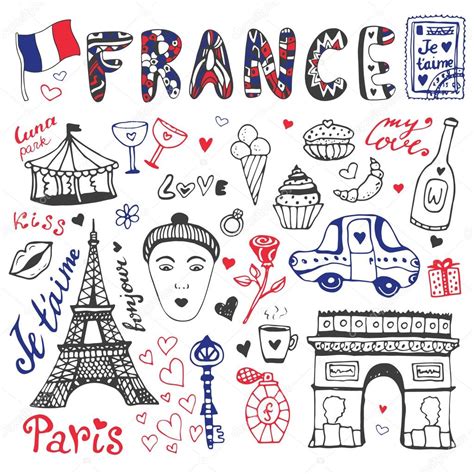 Hand Drawn Doodles Set Of France ⬇ Vector Image By © M Ion Vector