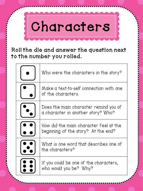 If you do not have access to a printer, you can use a sheet of. Reading Comprehension Questions | Literacy Centers Dice ...
