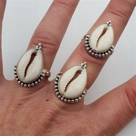Cowry Ring Cowrie Shell Ring925 Sterling Silver Ring Etsy
