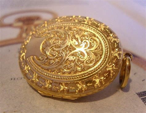 Victorian 1890s Pocket Watch Chain Photograph Fob Antique 16ct Gold