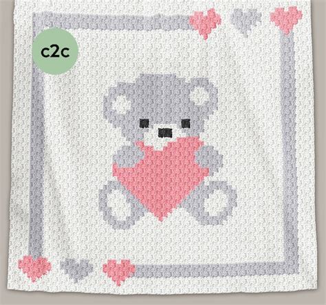 Crochet Pattern C2c Baby Blanket Sweet Heart Crochet