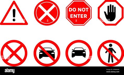 Collection Of Prohibition Signs Do Not Enter Forbidden Icon Set Flat