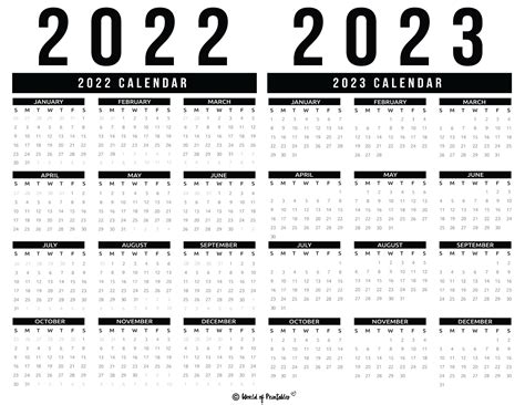 2023 Year Calendar Yearly Printable Yearly Calendar 2023 Free