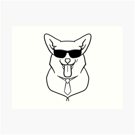 Cool Doggo Corgi Dog In Shades And Tie Art Print For Sale By