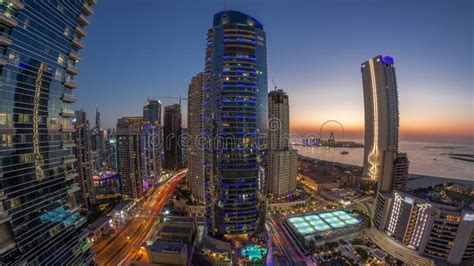 Panorama Of The Dubai Marina And Jbr Area And The Famous Ferris Wheel