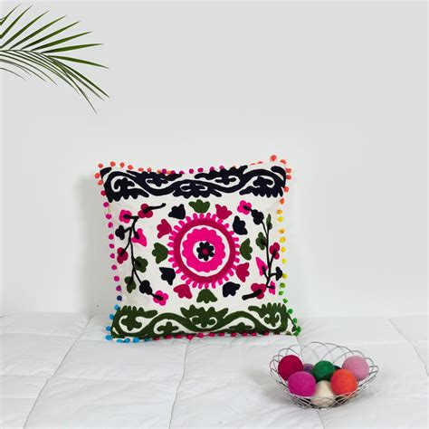handicraft palace as shown as images embroidery suzani cotton cushion cover 1 piece size 16