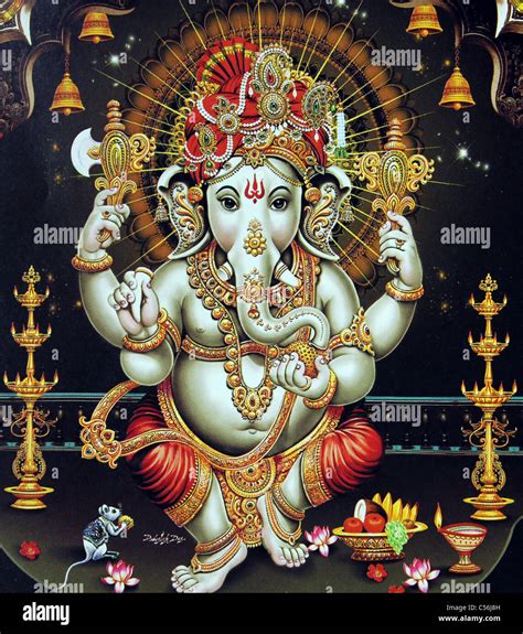 Painting Of Hindu God Ganesha Or Ganapathy Stock Photo Alamy