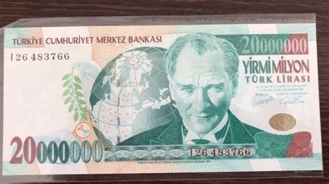 Eski Milyon Kağıt Para Milyon Türk Lirası Emisyon