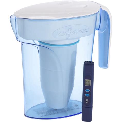 zerowater ready pour 7 cup blue and white premium 5 stage filtration water pitcher by zerowater at