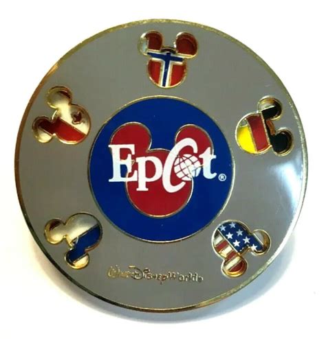 Disney Spinner Pin 5166 Epcot Country Flags Cut Out Mickey Heads