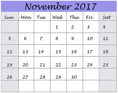 2017 November Calendar Printable Calendar Printables Calendar