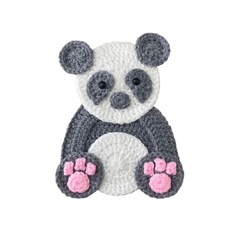 Panda Bear Crochet Applique Pre Made Animal Applique Crochet Applique