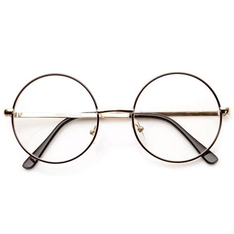 mid sized round circular glasses that features a full metal frame and clear lenses these round
